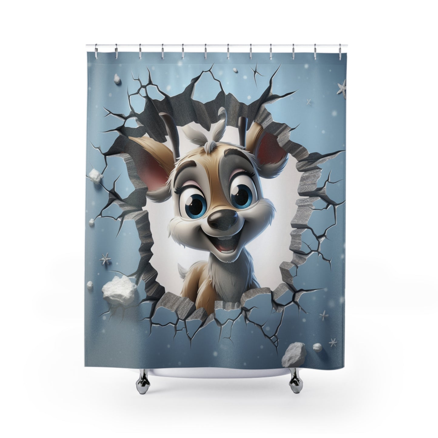 Adorable CHRISTMAS "Peeking" Reindeer - SHOWER CURTAIN - Christmas Home Decor, Holiday Decor, Christmas Decor, Housewarming Gift