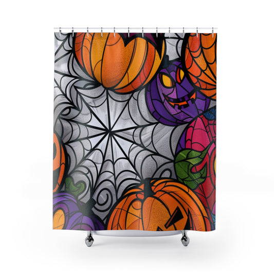 HALLOWEEN Spider Web - SHOWER CURTAIN - Home Decor, Bathroom Decor, Holiday Decor 71x74"