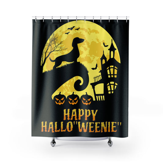 Hallo"weenie" Halloween SHOWER CURTAIN - Home Decor, Bathroom Decor, Holiday Decor 71x74" Dachshund