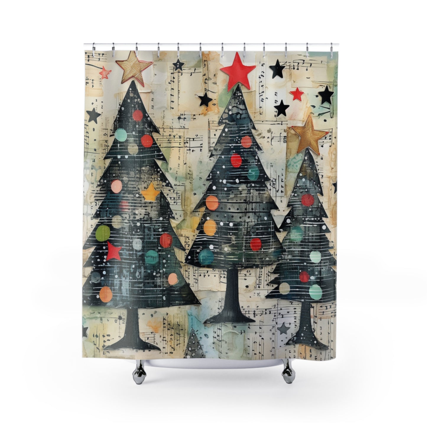 Christmas Tree Trio - SHOWER CURTAIN - Christmas Home Decor, Holiday Decor, Christmas Decor, Housewarming Gift