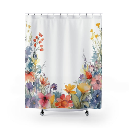 Watercolor - Bright Floral Flower  - Shower Curtain - Home Decor, Bathroom Decor 71"  x 74"