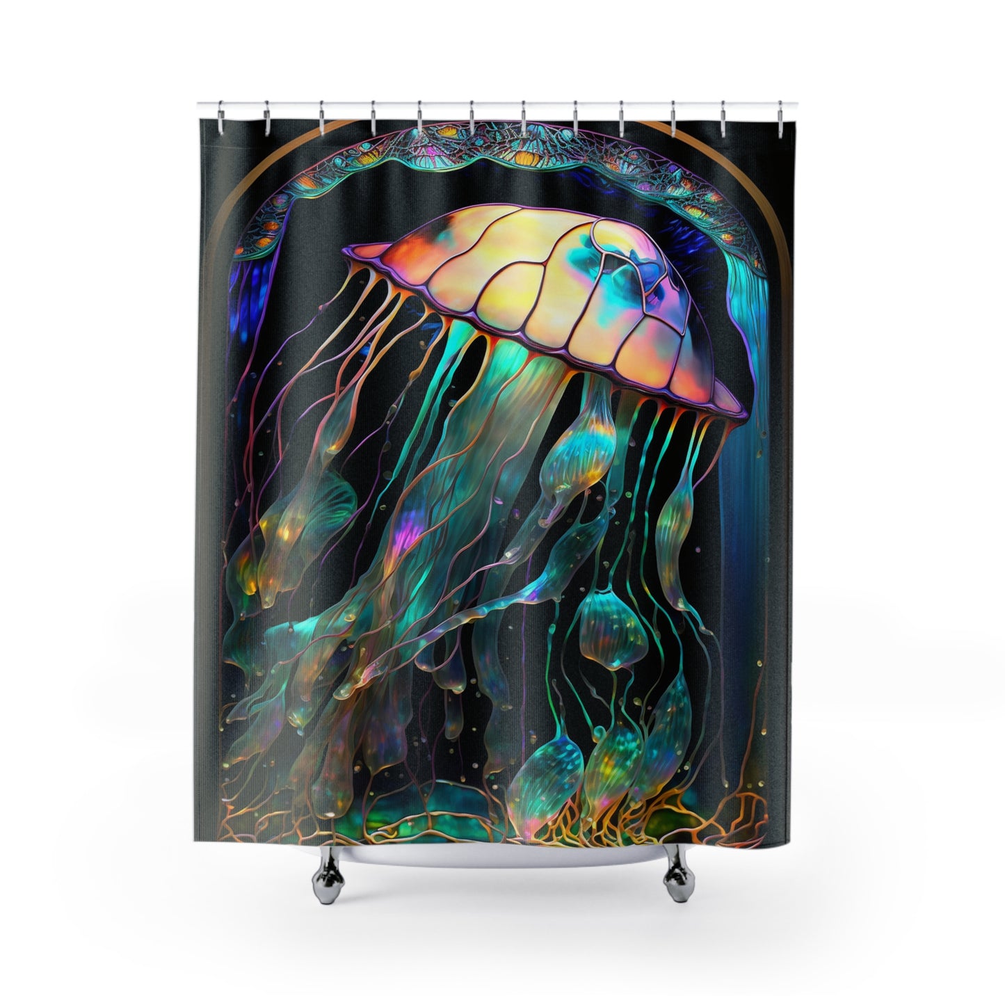 Stained Glass Jellyfish - SHOWER CURTIAIN - Home Decor, Bathroom Decor, Housewarming Gift, Aquatic