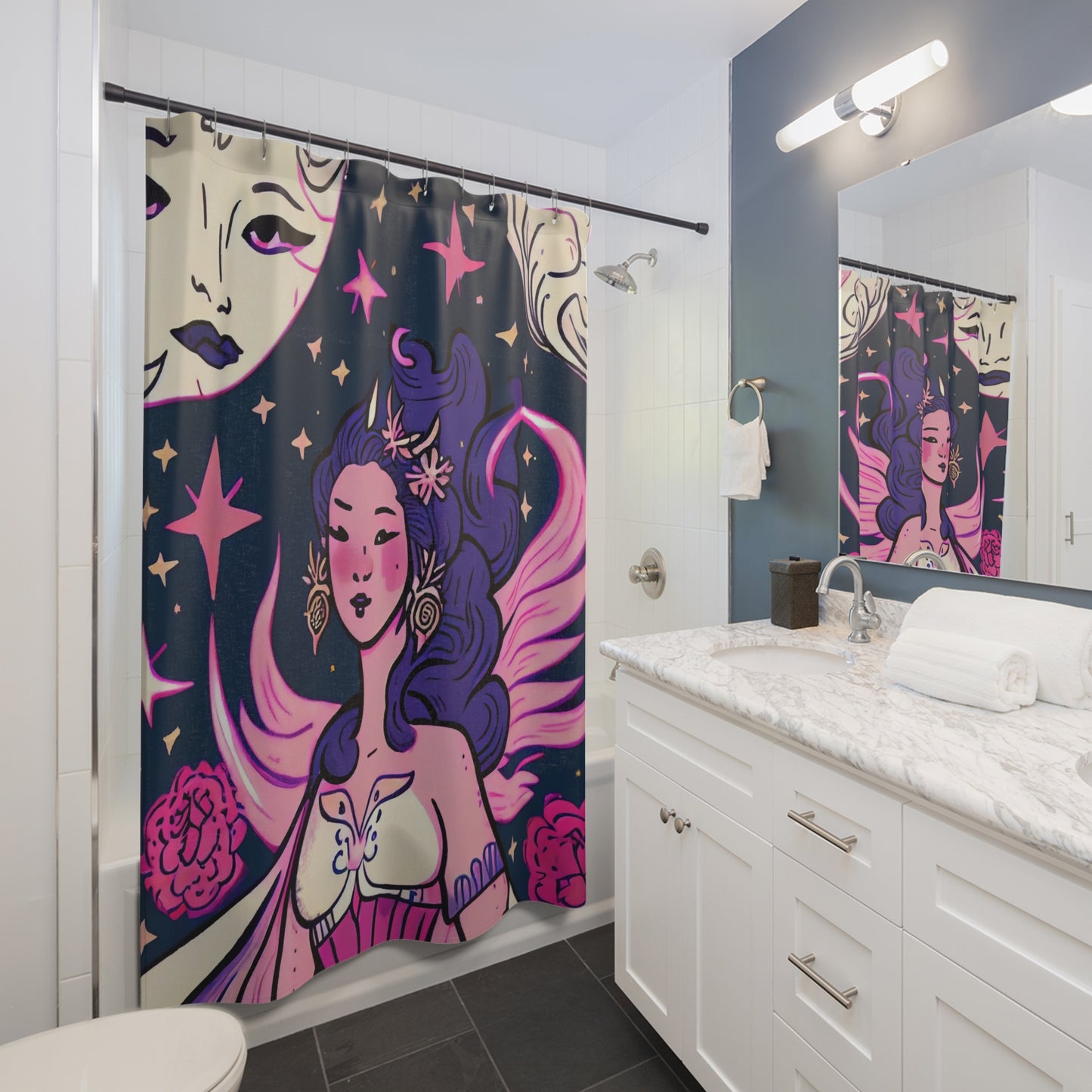 Celestial -Celestial Goddess - Shower Curtain - Home Decor, Bathroom Decor 71"  x 74"