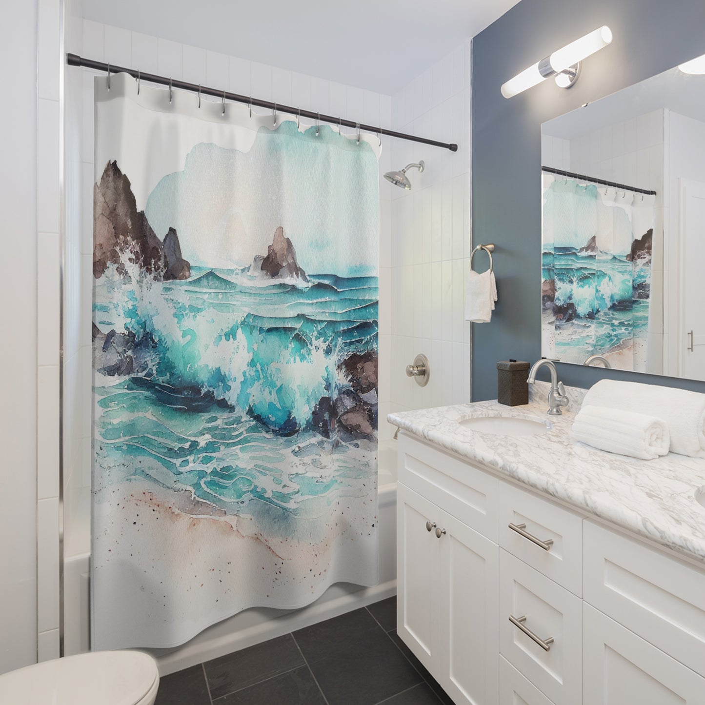 Seascape - Shower Curtain - Home Decor, Bathroom Decor 71"  x 74"