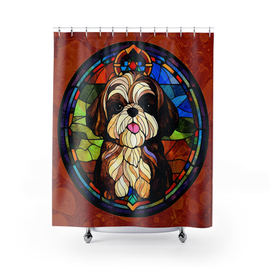 Stained Glass - Shih Tzu - Shower Curtain - Home Decor, Bathroom Decor 71"  x 74"