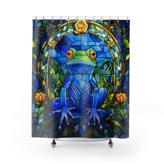 Stained Glass Frog - SHOWER CURTAIN - Home Decor, Bathroom Decor, Frog Lover, Frog, Shower