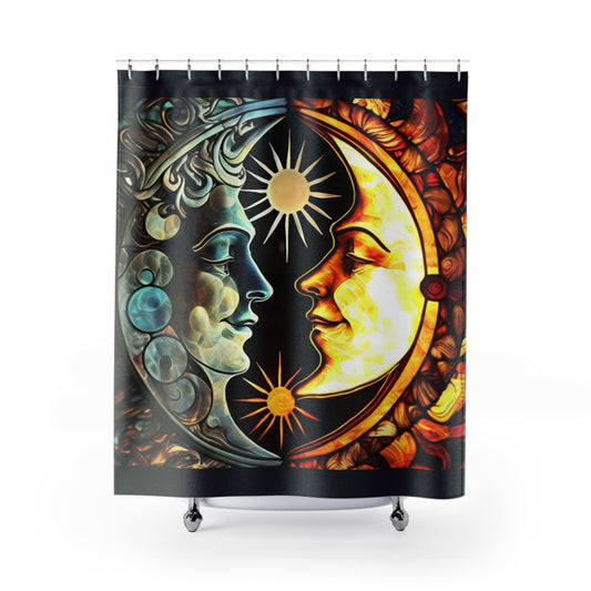 Celestrial Sun Moon - Shower Curtain - Home Decor, Bathroom Decor 71"  x 74"