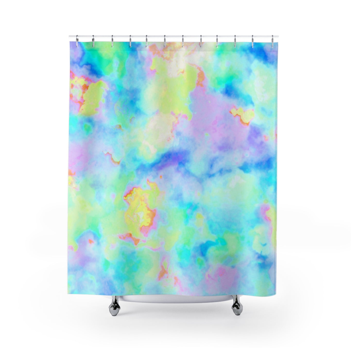 Abstract Tie Dyed Boho Yellow Blue - Shower Curtain - Home Decor, Bathroom Decor 71"  x 74"