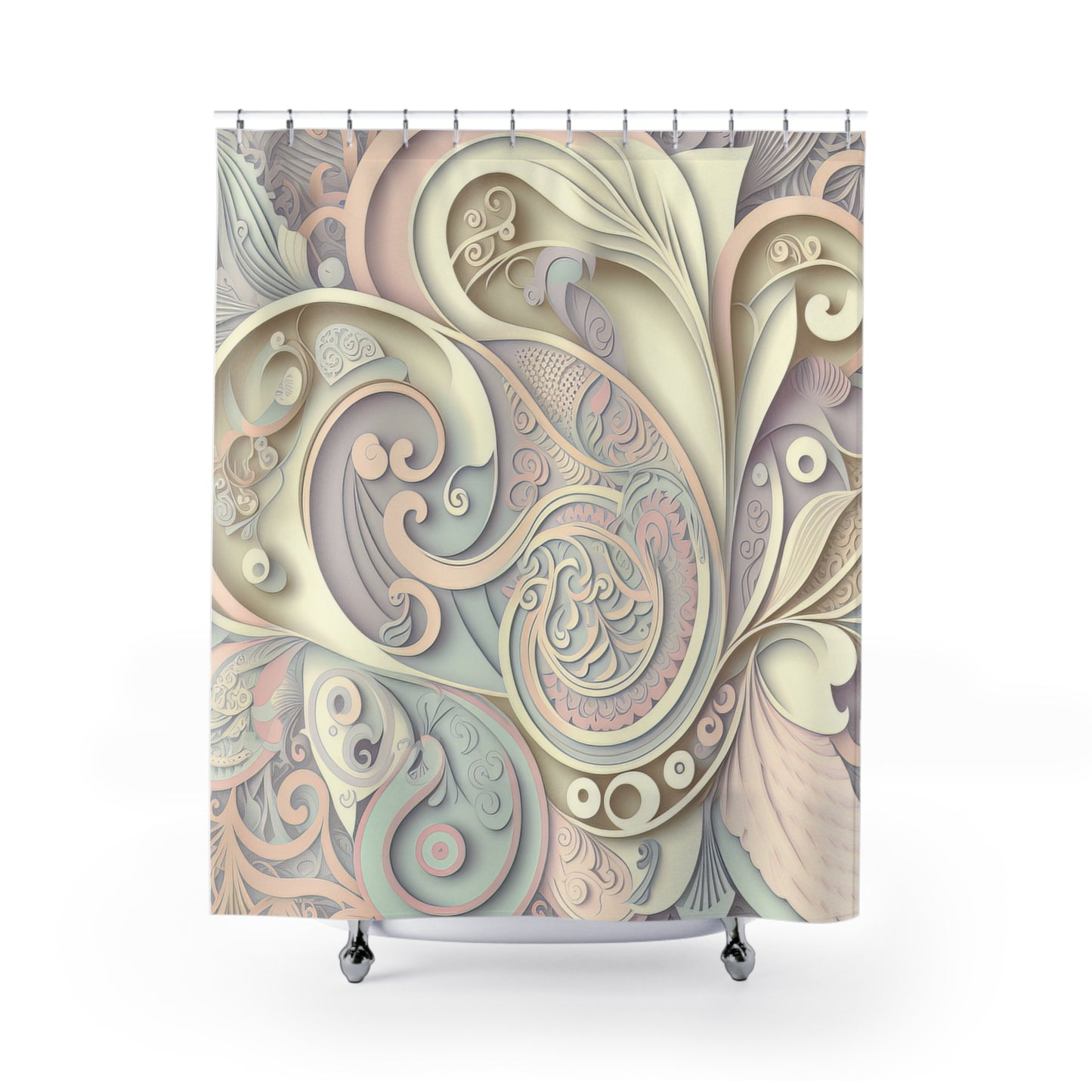 Art Deco - Pastel Paisley - Shower Curtain - Home Decor, Bathroom Decor 71"  x 74"