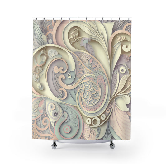 Art Deco - Pastel Paisley - Shower Curtain - Home Decor, Bathroom Decor 71"  x 74"