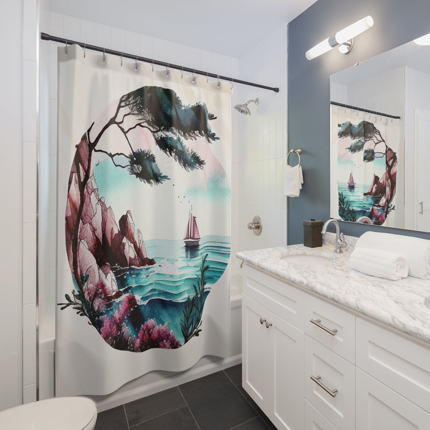 Seascape - Shower Curtain - Home Decor, Bathroom Decor 71"  x 74"