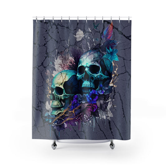 Gothic - Summer Dark Skulls - Shower Curtain - Home Decor, Bathroom Decor 71"  x 74"