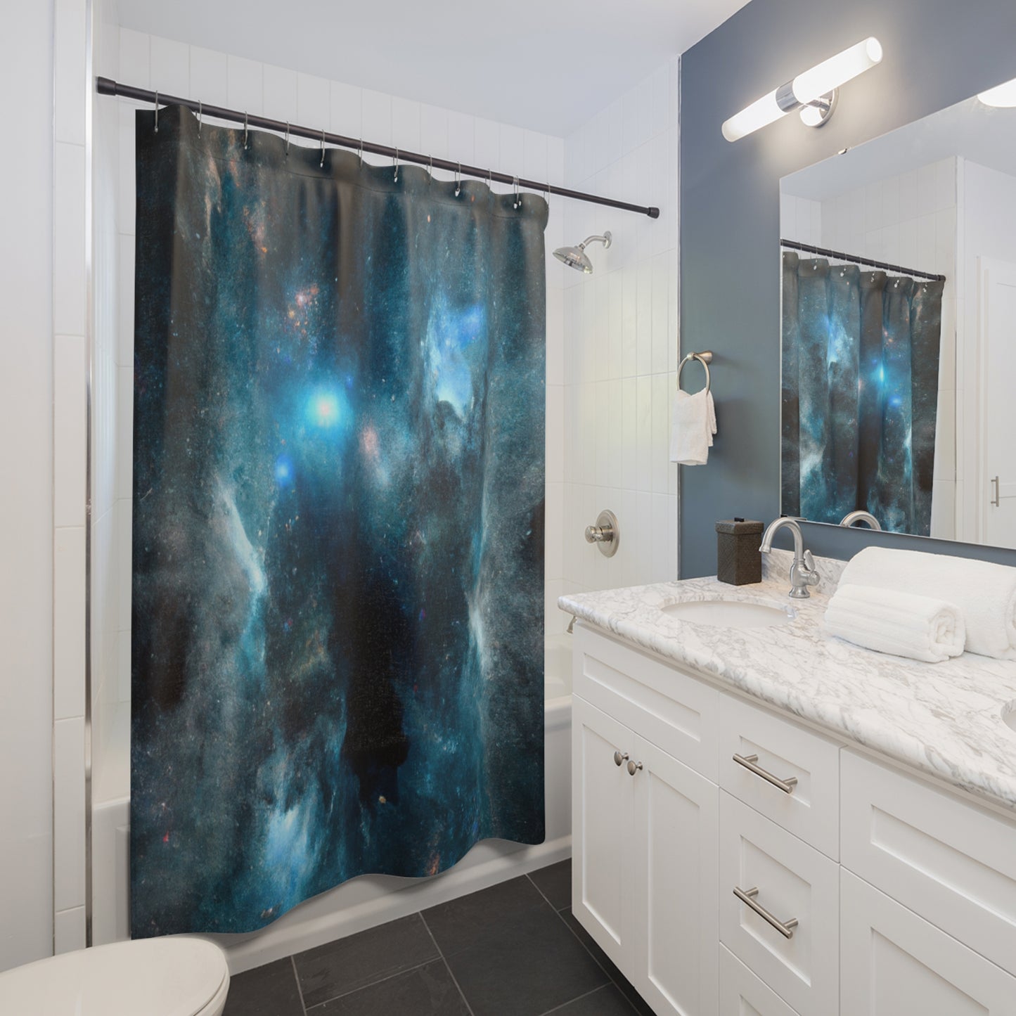 Space Nebula Stars Night Sky - Shower Curtain - Home Decor Bathroom Decor