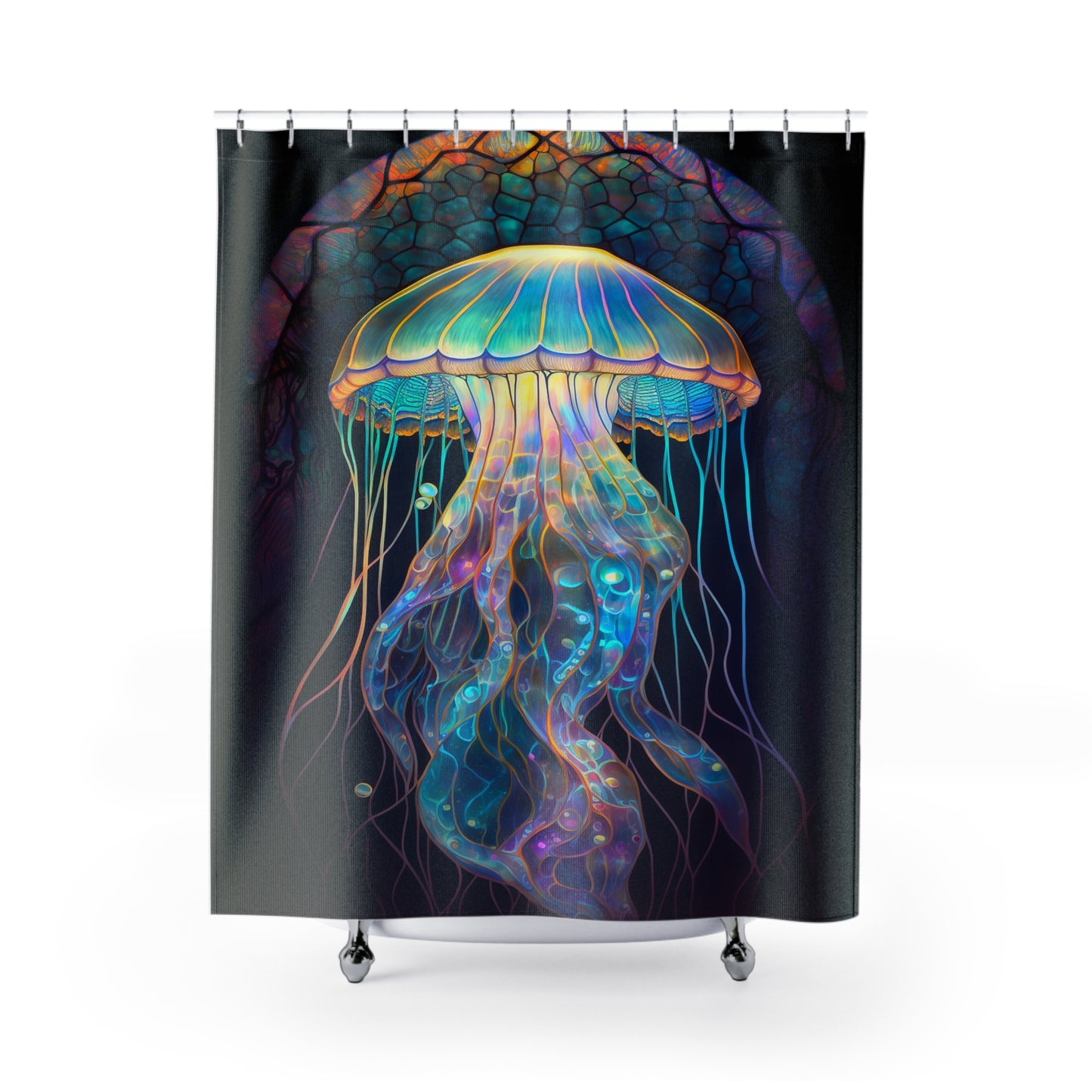 Stained Glass Jellyfish - SHOWER CURTIAIN - Home Decor, Bathroom Decor, Housewarming Gift, Aquatic