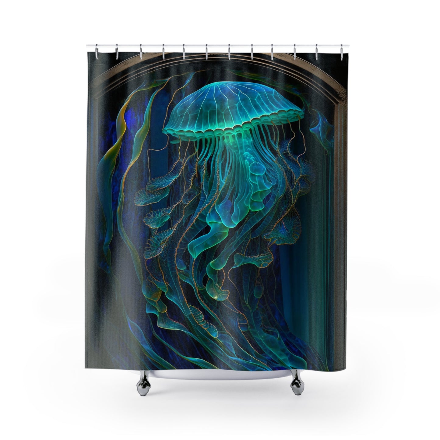 Stained Glass Jellyfish - SHOWER CURTIAIN - Home Decor, Bathroom Decor, Housewarming Gift, Aquatic