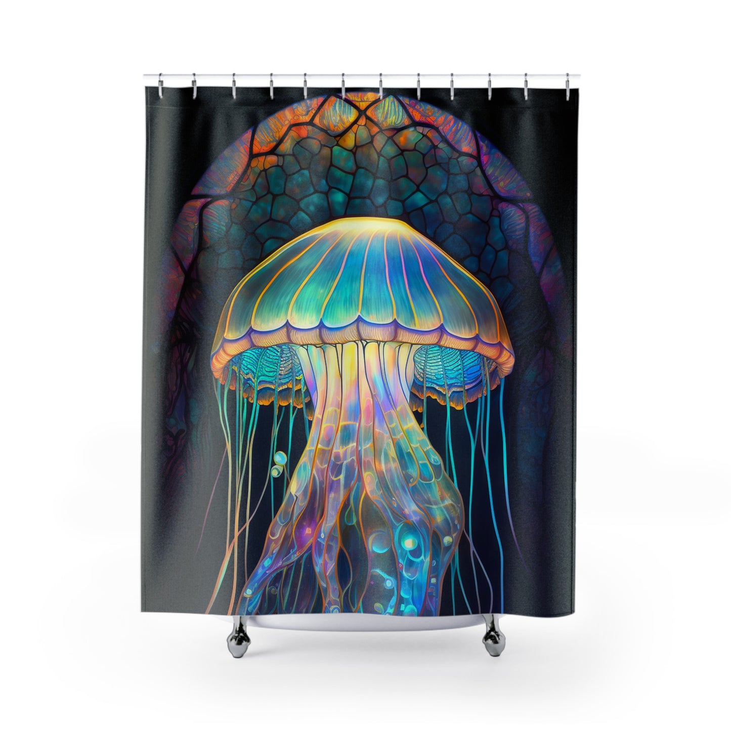 Stained Glass Shower Curtain - Jellyfish, Aquatic, Beachy, Home Decor, Bathroom Decor