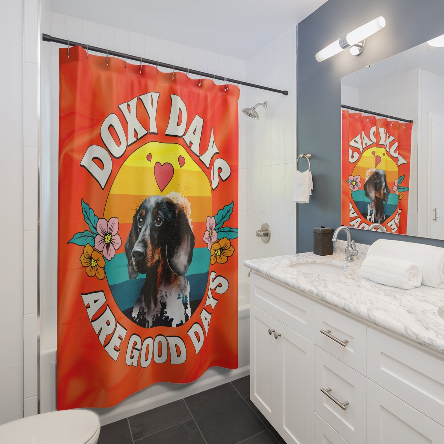 Cute DOXIE DAYS - SHOWER CURTAIN - Home Decor, Bathroom Decor