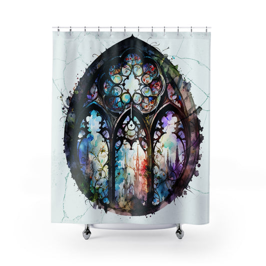 Gothic - Stained Glass Window - Shower Curtain - Home Decor, Bathroom Decor 71"  x 74"