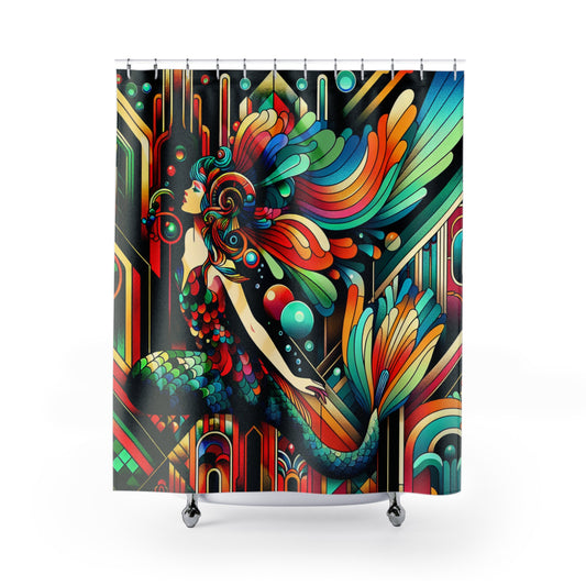 Art Nouveau MERMAID - SHOWER CURTAIN - Home Decor, Bathroom Decor, Mermaid, Fantasy, Art Nouveau, Shower