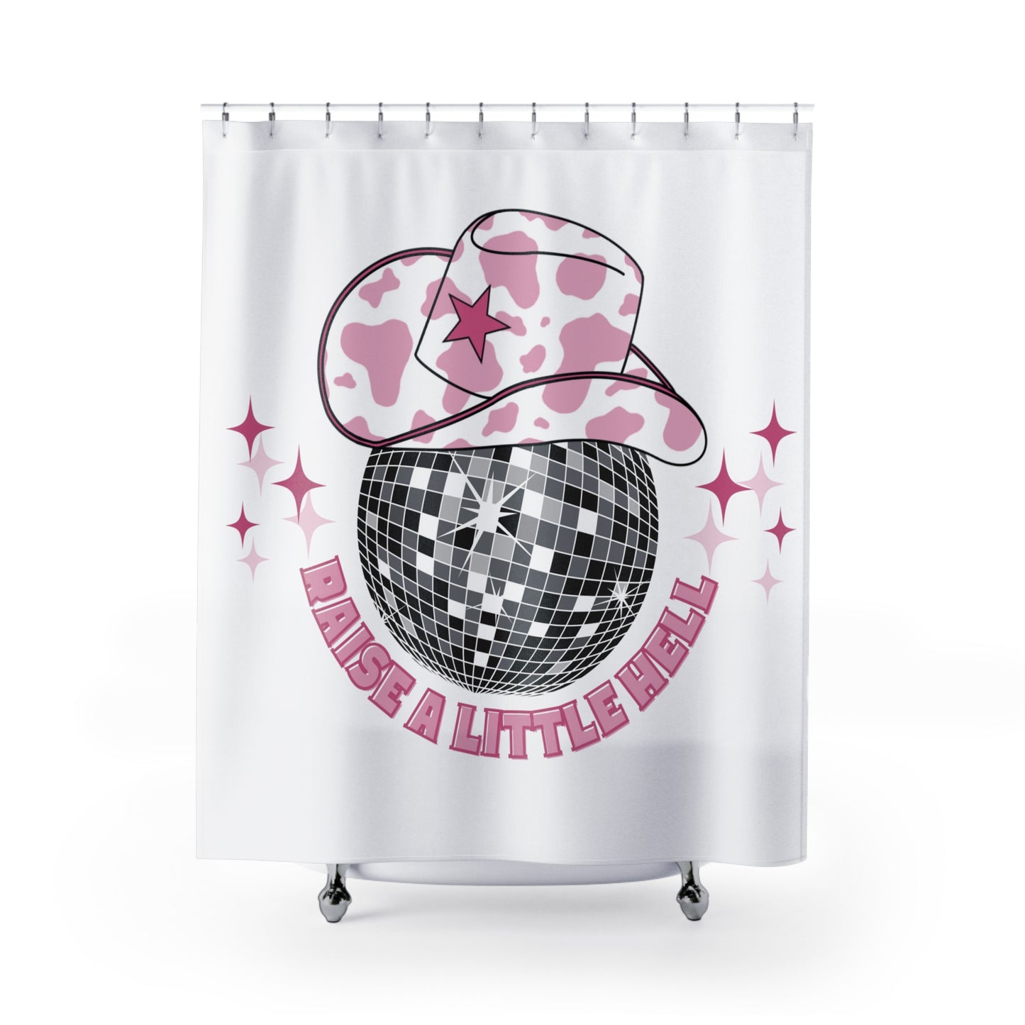 DISCO COWGIRL Raise a Little Hell - Shower Curtain - Home Decor, Bathroom Decor 71"  x 74"