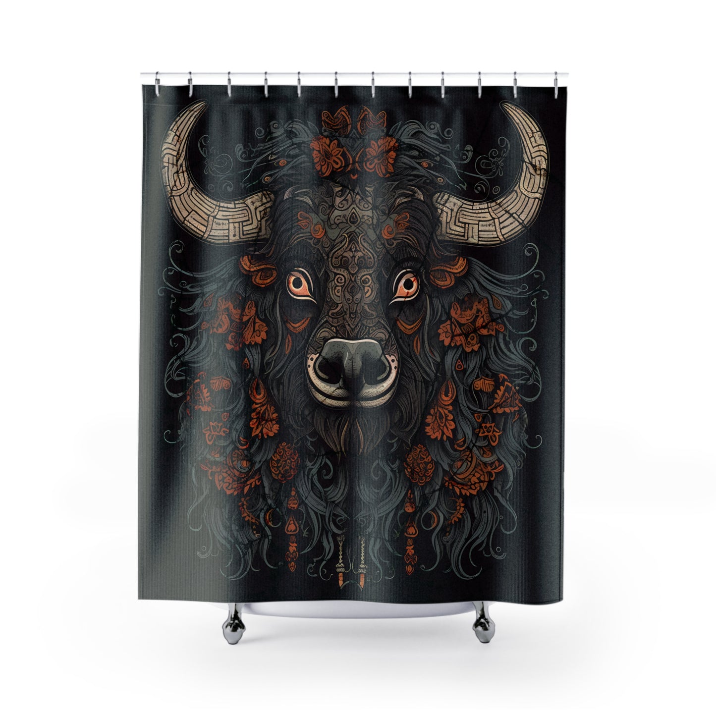 Gothic - Highland Cow - Shower Curtain - Home Decor, Bathroom Decor 71"  x 74"