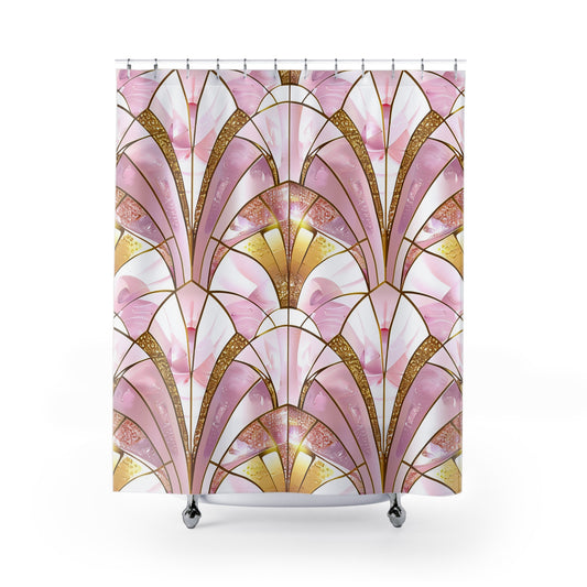 ART DECO - Pink - SHOWER CURTAIN - Home Decor, Bathroom Decor, Holiday Decor 71x74"