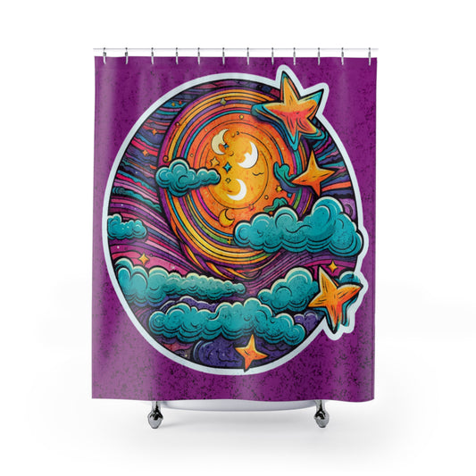 Celestial - Colorful Night Sky - Shower Curtain - Home Decor, Bathroom Decor 71"  x 74"