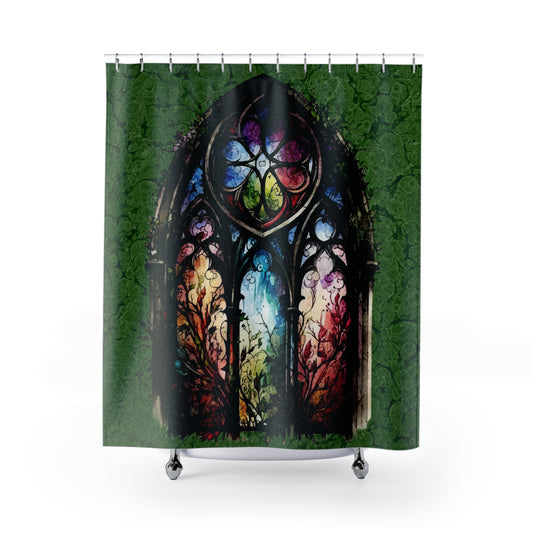 Gothic - Stained Glass Window - Shower Curtain - Home Decor, Bathroom Decor 71"  x 74"