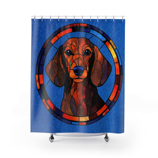 Framed Dachshund Smooth Hair - Shower Curtain - Home Decor, Bathroom Decor 71"  x 74"