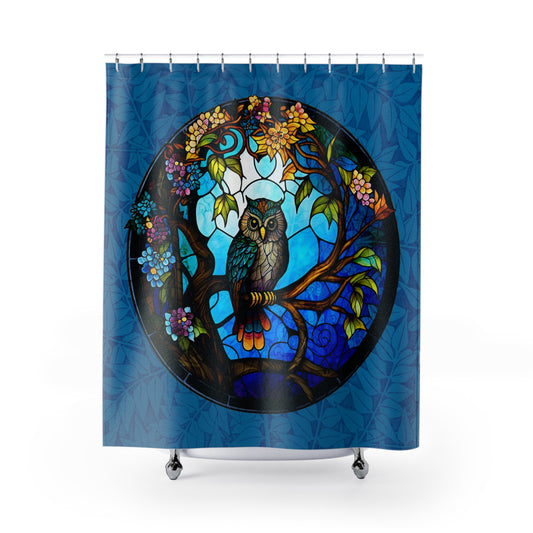 Stained Glass Owl - Shower Curtain - Home Decor Bathroom Decor