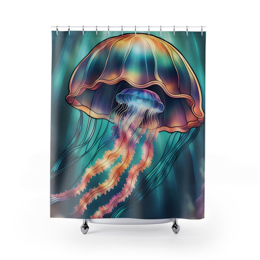 Stained Glass Jellyfish SHOWER CURTAIN - Bathroom Decor